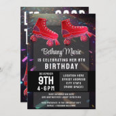 Invitation Disco Rollerskate Birthday Parties scintillant Rol (Devant / Derrière)