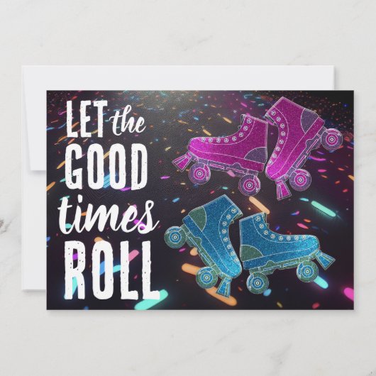 Invitation Disco Rollerskate Mariage Parties scintillant Roll (Dos)