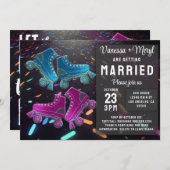 Invitation Disco Rollerskate Mariage Parties scintillant Roll (Devant / Derrière)