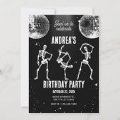 Invitation Disco squelette danser fête d'anniversaire (Devant)