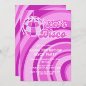 Invitation Disco Super Wave Retro les années 70 Violet Annive (Devant / Derrière)