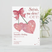 Invitation Disco tendance Coquette Cherry Sweet Anniversaire  (Debout devant)