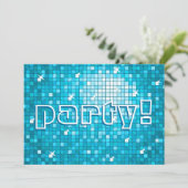 Invitation Disco Tiles Blue "party" !invitation (Debout devant)