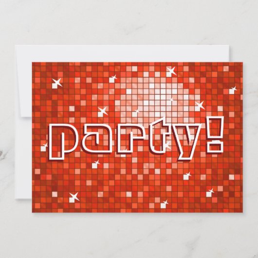 Invitation Disco Tiles Red 'party'invitation (Devant)