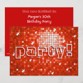 Invitation Disco Tiles Red 'party'invitation (Devant / Derrière)