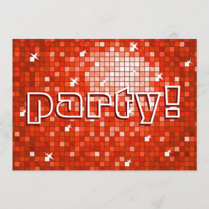 Invitation Disco Tiles Red 'party'invitation