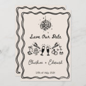 Invitation Discothèque à la frontière Wavy manuscrite amusant (Devant / Derrière)