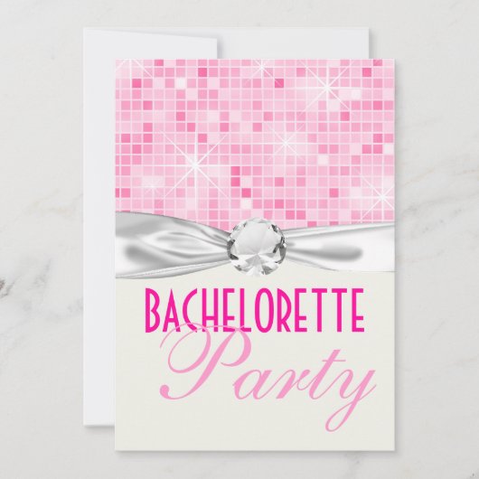 Invitation discothèque bling rose fête de la bachelorette (Devant)