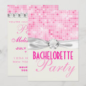 Invitation discothèque bling rose fête de la bachelorette (Devant / Derrière)