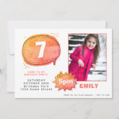 Invitation Discours de dessin bulle photo fille anniversaire (Devant)