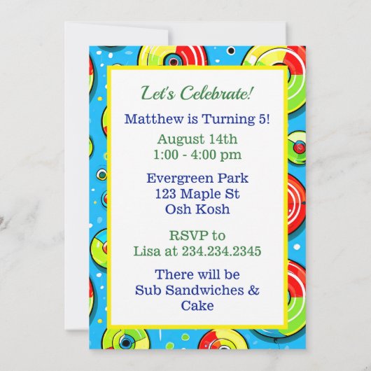 Invitation Disk Golf Boy's Birthday Party (Dos)