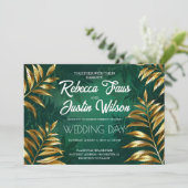 Invitation Disposition de fougère dorée pour mariage (Debout devant)