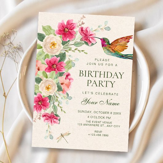 Invitation Disposition florale élégante et douce pour anniver