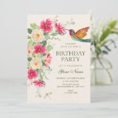 Invitation Disposition florale élégante et douce pour anniver (Debout devant)