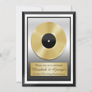 Invitation Disque d'or Anniversaire de Mariage de 50 ans Cade