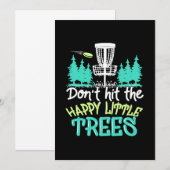 Invitation Disque Golf a frappé les petits arbres heureux (Devant / Derrière)