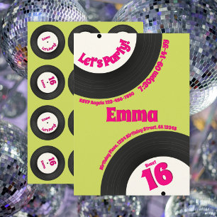 Invitation Disque Rétro Coloré Anniversaire 16 Ans Sur Mesure