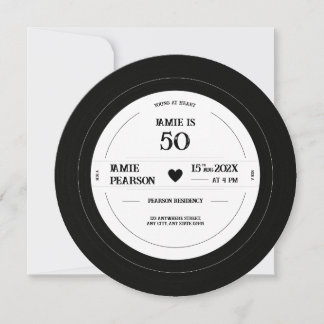 Invitation Disque Vinyle Ancien Anniversaire Jalonnement