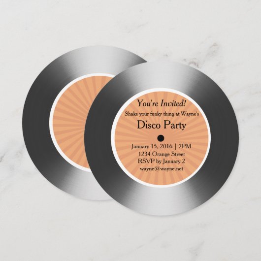 Invitation Disque vinyle argenté (Devant / Derrière)