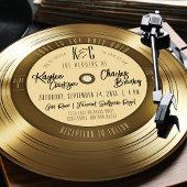 Invitation Disque vinyle or rétro mariage unique
