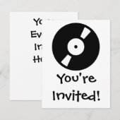 Invitation disque vinyle rétro (Devant / Derrière)