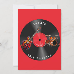 Invitation Disque vinyle rétro anniversaire musique rock guit