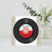 Invitation Disque Vinyle Rétro Double Bonheur Mariage (Debout devant)