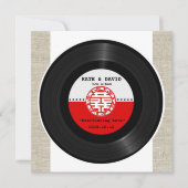 Invitation Disque Vinyle Rétro Double Bonheur Mariage (Devant)