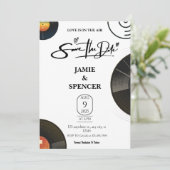 Invitation Disque Vinyle Rétro Enregistrer La Date (Debout devant)