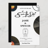 Invitation Disque Vinyle Rétro Enregistrer La Date (Devant / Derrière)