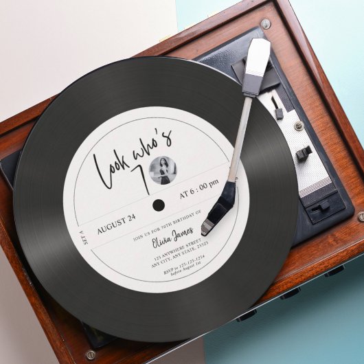 Invitation Disque vinyle rétro regarde qui a 70 ans, 70e anni