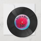 Invitation Disque Vinyle Rétro Rock N Roll Bleu Rouge Anniver (Dos)
