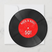 Invitation Disque Vinyle Rétro Rock N Roll Rouge Anniversaire (Dos)