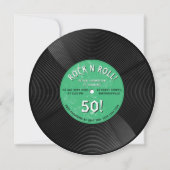 Invitation Disque vinyle rétro Rock N Roll Vert Anniversaire (Devant)