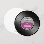 Invitation Disque vinyle rose label pour 50e anniversaire (Devant / Derrière)