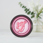 Invitation disque vinyle rose Retro doux 16 anniversaire (Debout devant)