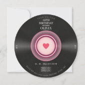 Invitation disque vinyle rose Retro doux 16 anniversaire (Dos)