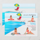 Invitation Distanciation sociale au bord de la piscine (Devant / Derrière)