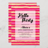 Invitation Distressed Stripes rose coloré 30e anniversaire (Devant / Derrière)