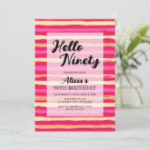 Invitation Distressed Stripes rose coloré 90e anniversaire (Debout devant)