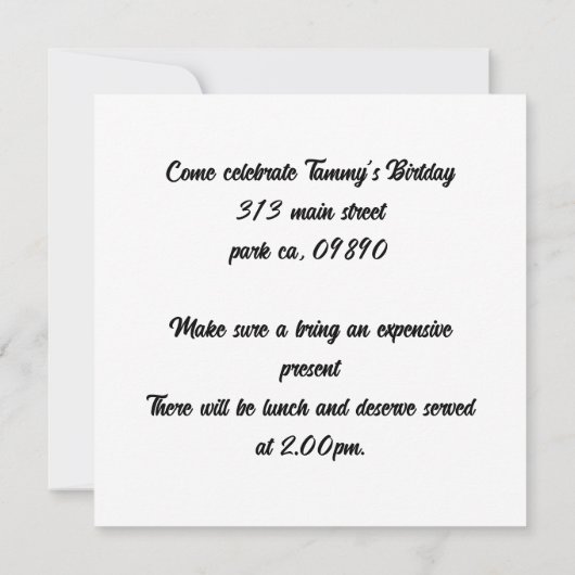 Invitation distributeur de nounours (Dos)