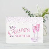 Invitation Dites applaudissements aux verres de champagne ros (Debout devant)