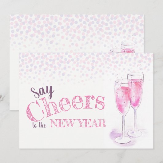 Invitation Dites applaudissements aux verres de champagne ros (Devant / Derrière)