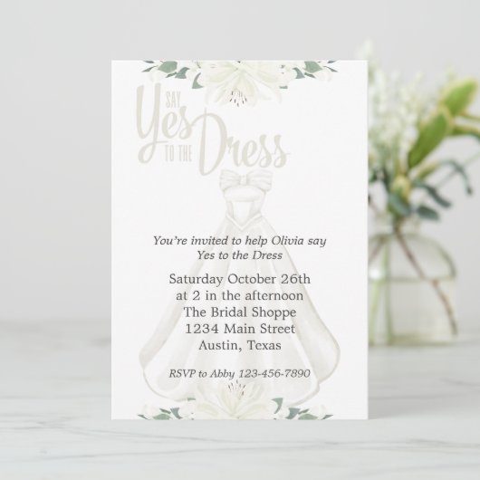 Invitation Dites Oui À La Mariée Robe (Debout devant)