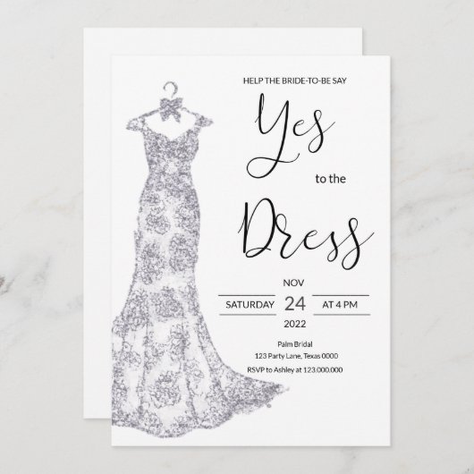 Invitation Dites Oui À La Robe (Devant / Derrière)