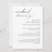 Invitation d'itinéraire d'anniversaire de week-end (Devant)