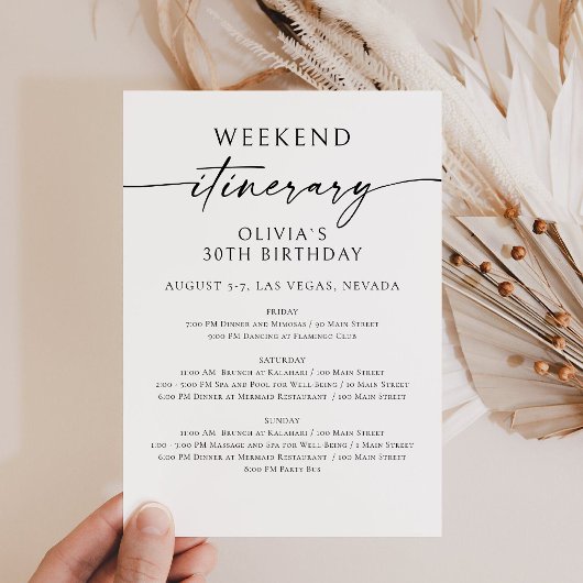 Invitation d'itinéraire d'anniversaire de week-end