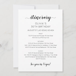 Invitation d'itinéraire d'anniversaire de week-end