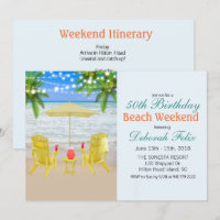 Invitation d'itinéraire de week-end à la plage - T