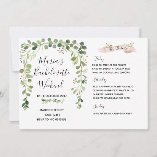 Invitation d'itinéraire de week-end de (Devant)